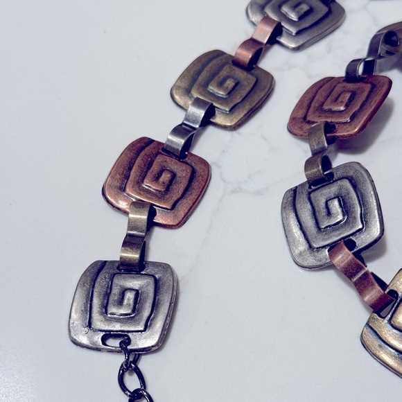 Vintage Boho Bronze, Silver and Gold Mixed Metal Belt - Picture 2 of 6